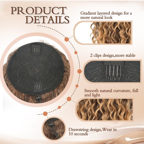 Brand New! Curly Ponytail Extension Drawstring Ponytail 12 inch - Picture 3 of 5